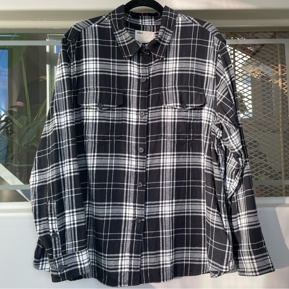 TILLEY Plaid Flannel Button Up Shirt Men's Size XXL Black White Cotton Outdoor - Picture 2 of 8
